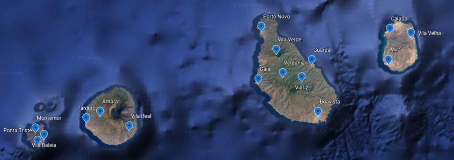 Visão de satélite das Ilhas de Valoria.